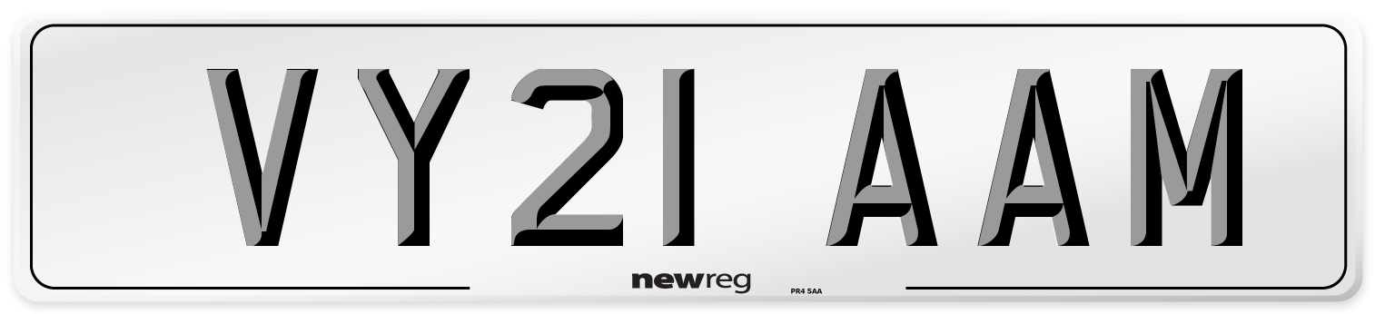 VY21 AAM Number Plate from New Reg
